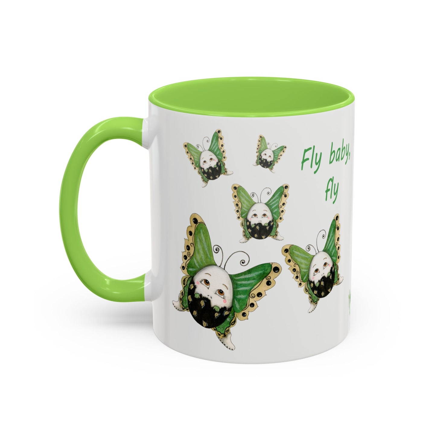 Whimsical Egg Butterfly 2 "Fly, baby fly", Colorful Mug by Artist Marie Frederique