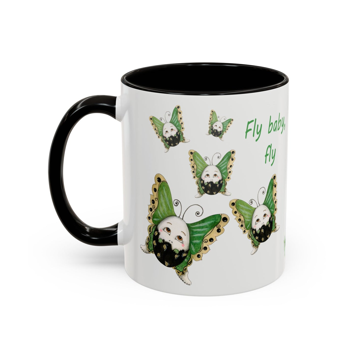 Whimsical Egg Butterfly 2 "Fly, baby fly", Colorful Mug by Artist Marie Frederique