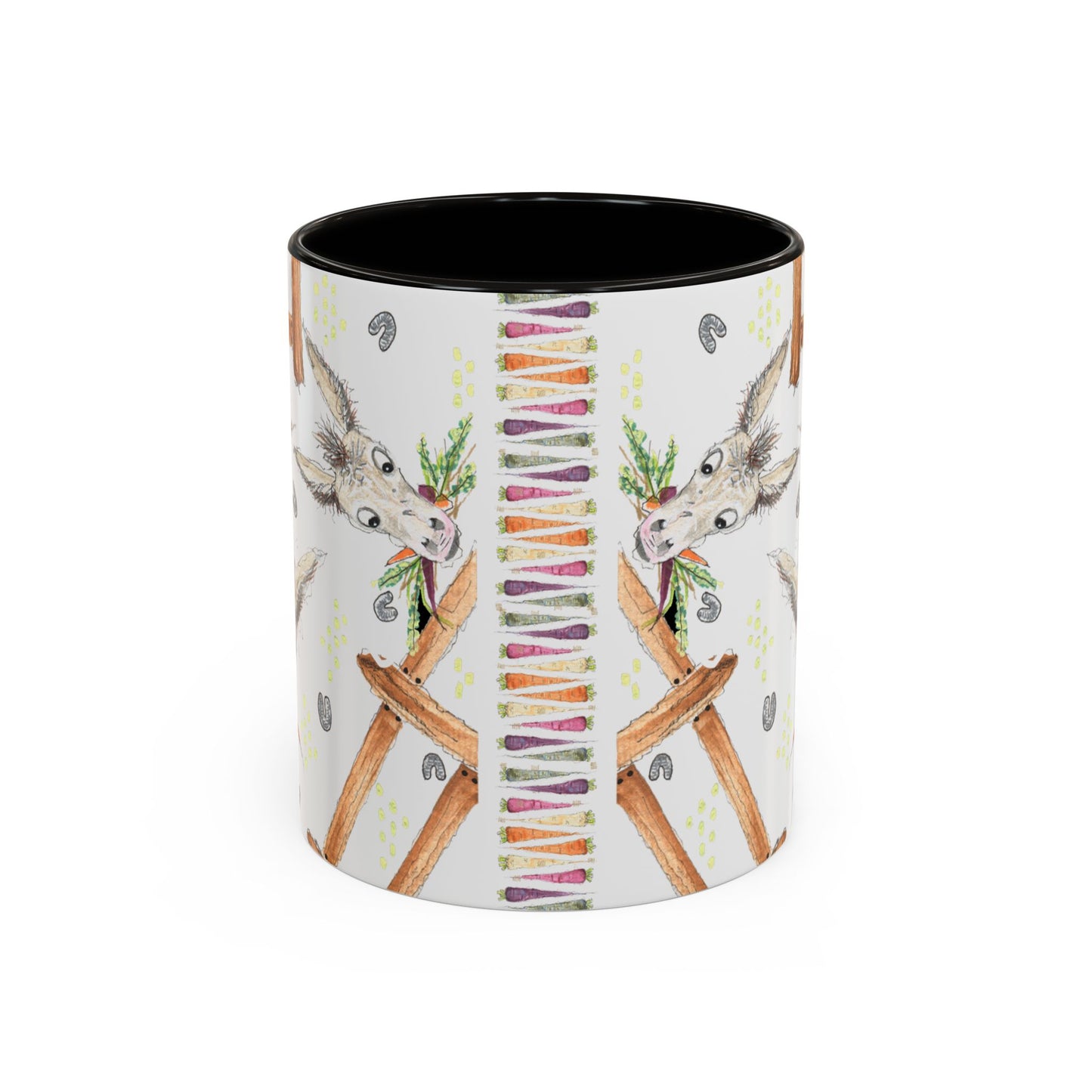 Rainbow Carrots and Donkeys - Colorful Mug by Artist Marie Frederique