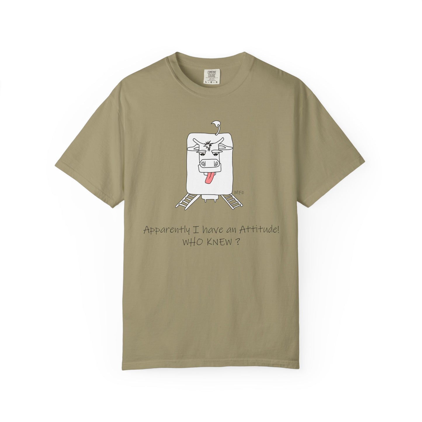Funny Cow Unisex T-shirt - Apparently, I have an attitude, WHO KNEW by artist Marie Frederique