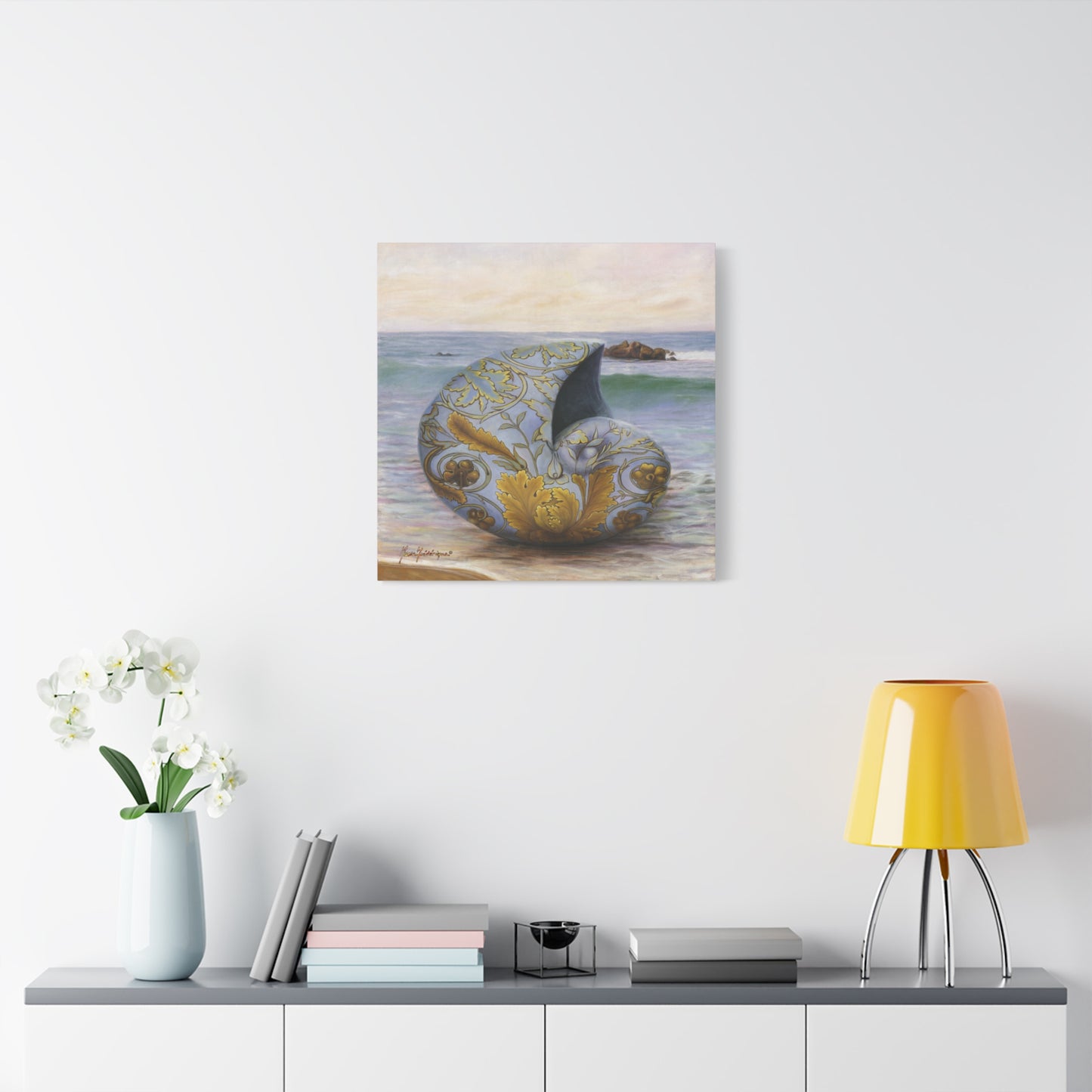 Ocean Tapestry II, Decorative Nautilus Canvas Wall Art – Ornate Shell Beach Print, Matte Stretched 1.25" by artist Marie Frederique