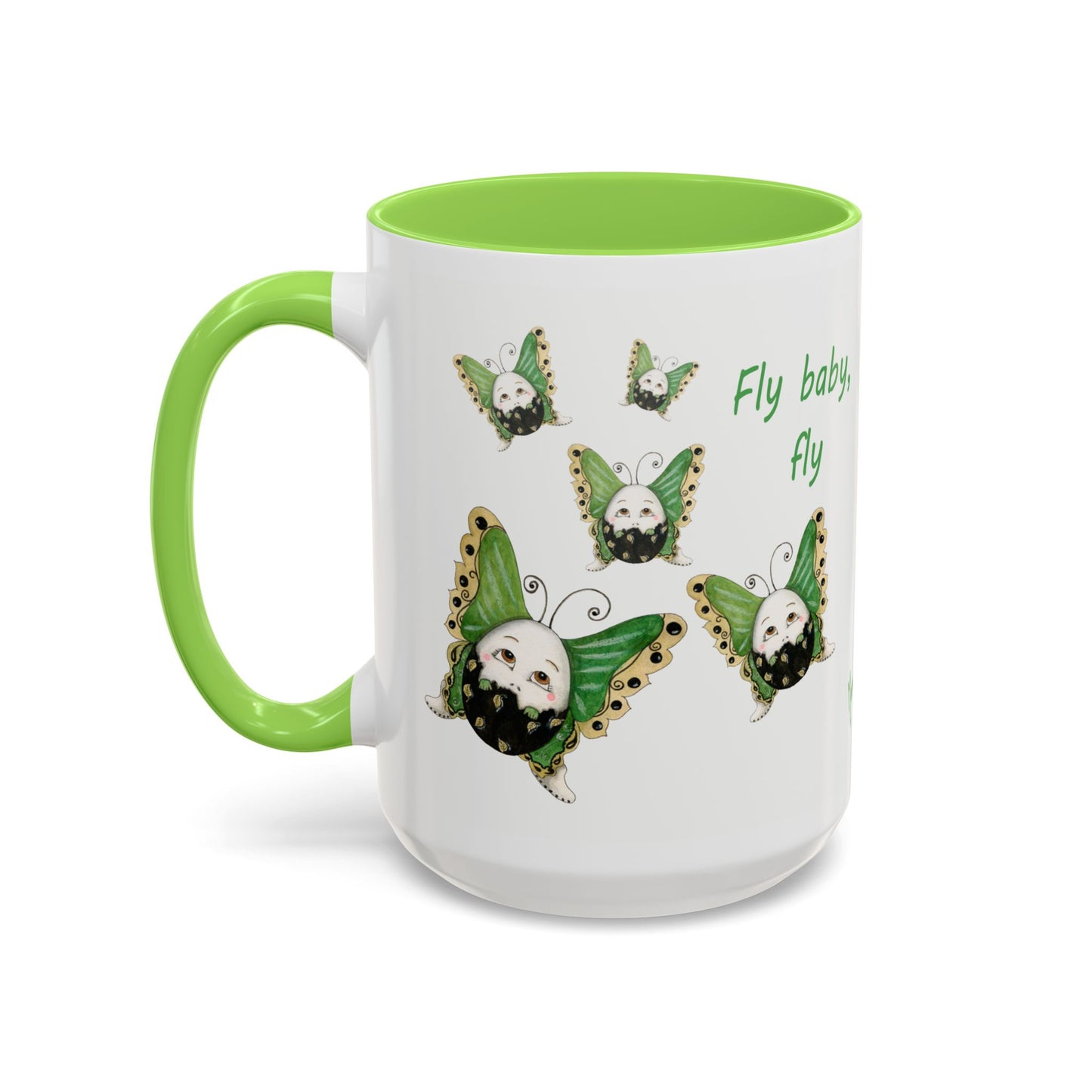 Whimsical Egg Butterfly 2 "Fly, baby fly", Colorful Mug by Artist Marie Frederique