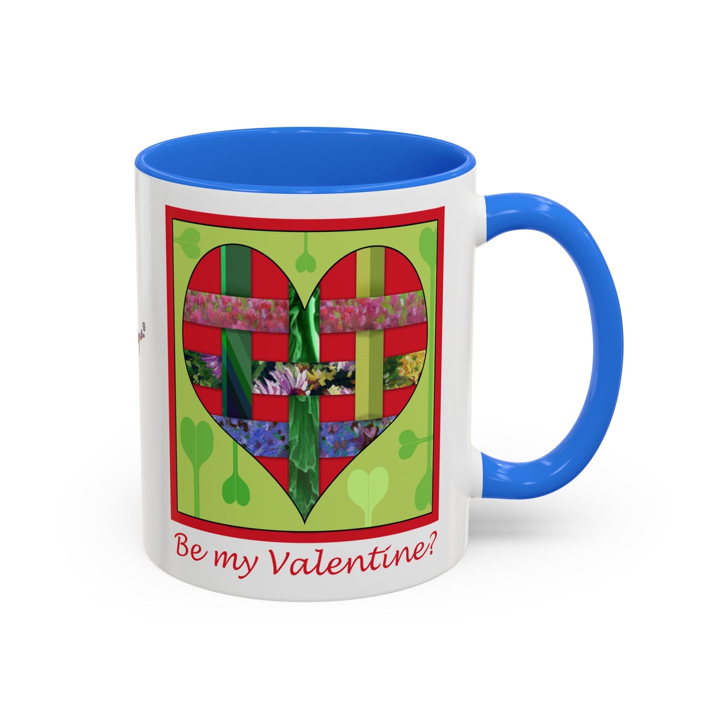 Valentine Red Multicolored Ribbon Heart - 11oz & 15oz Colorful Mug Gift by artist Marie Frederique