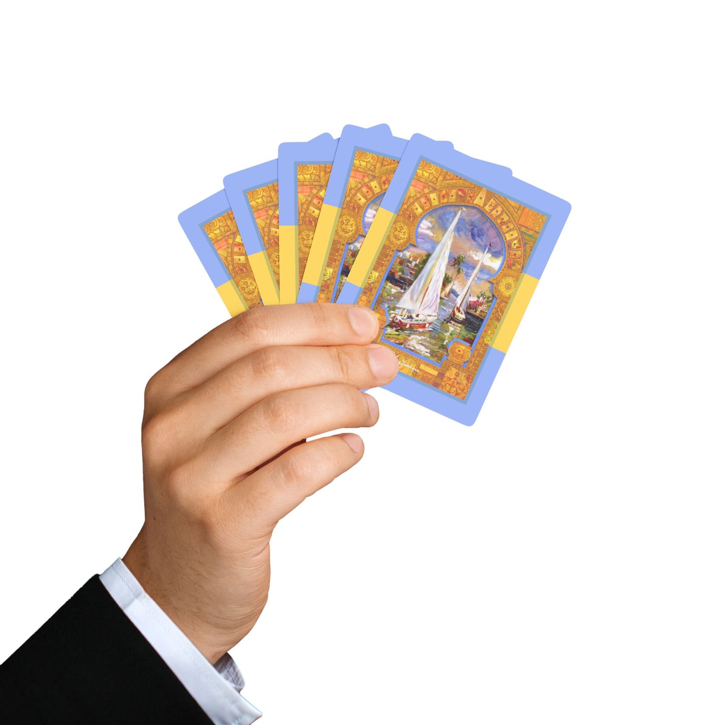 Moroccan Arch with sail boats Bridge/Poker Playing Cards Set - Unique Nautical & Elegant Design by artist Marie Frederique