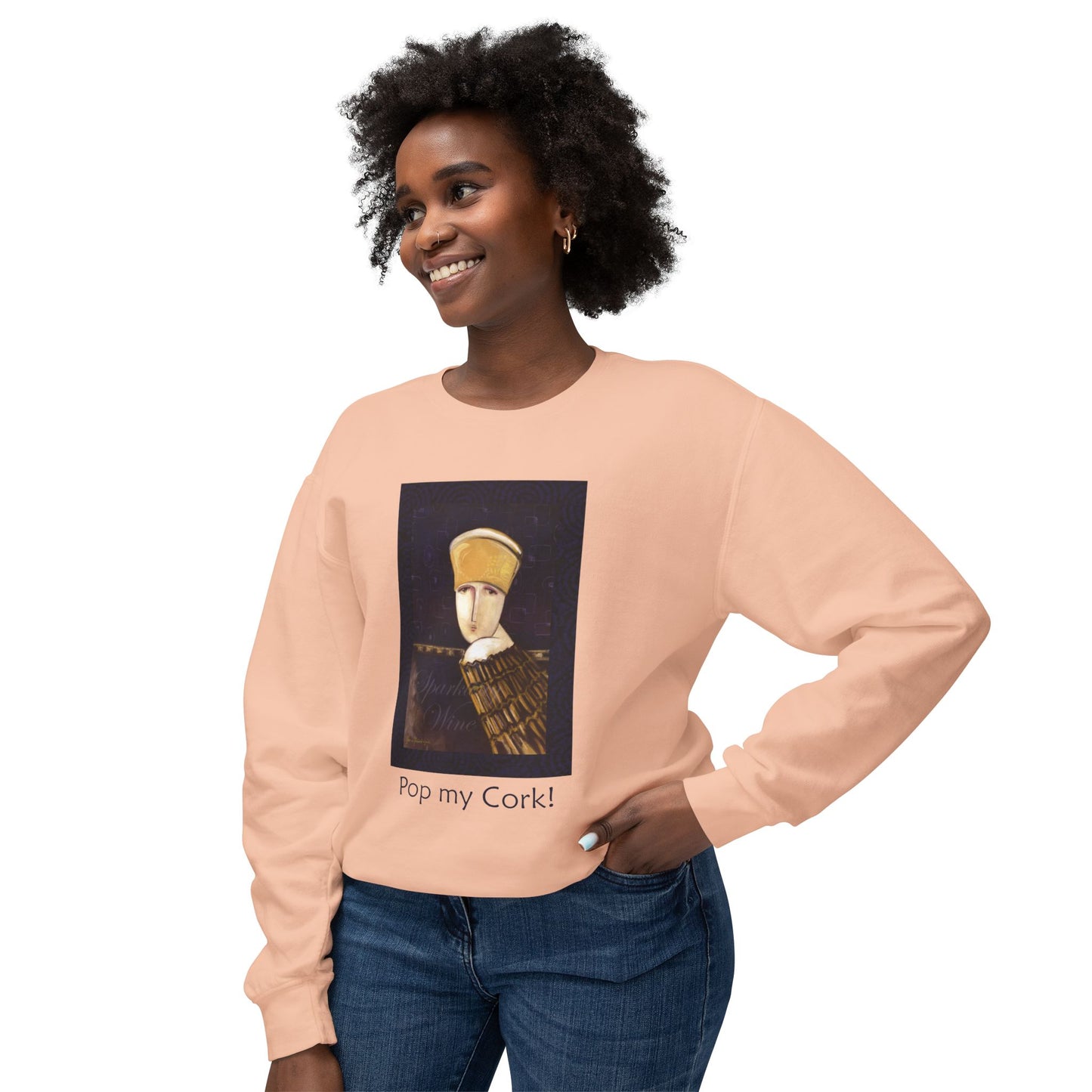 Champagne Bottle Lightweight Sweatshirt - Pop My Cork Celebration Apparel by artist Marie Frederique