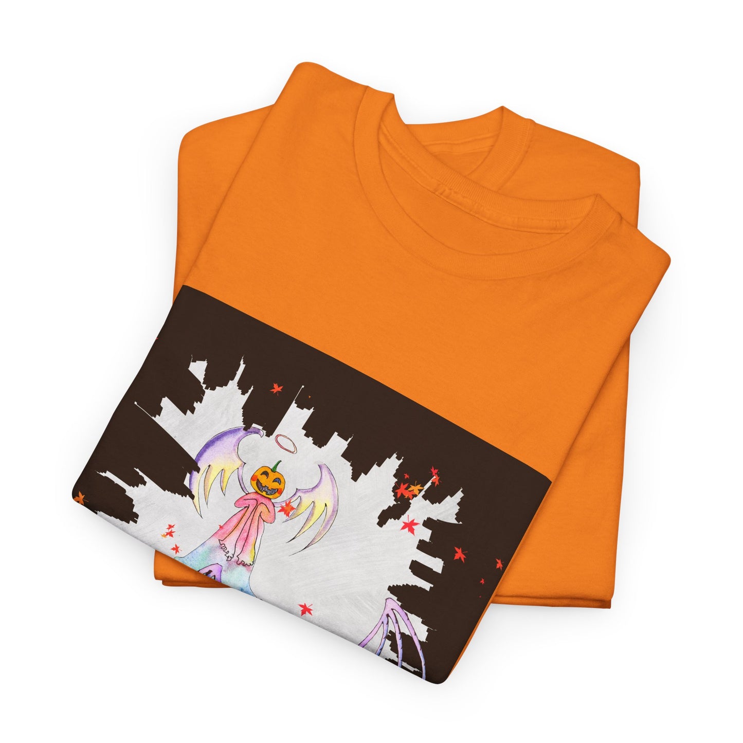Halloween City Cross Street, Unisex Heavy Cotton Tee by artist Marie Frederique
