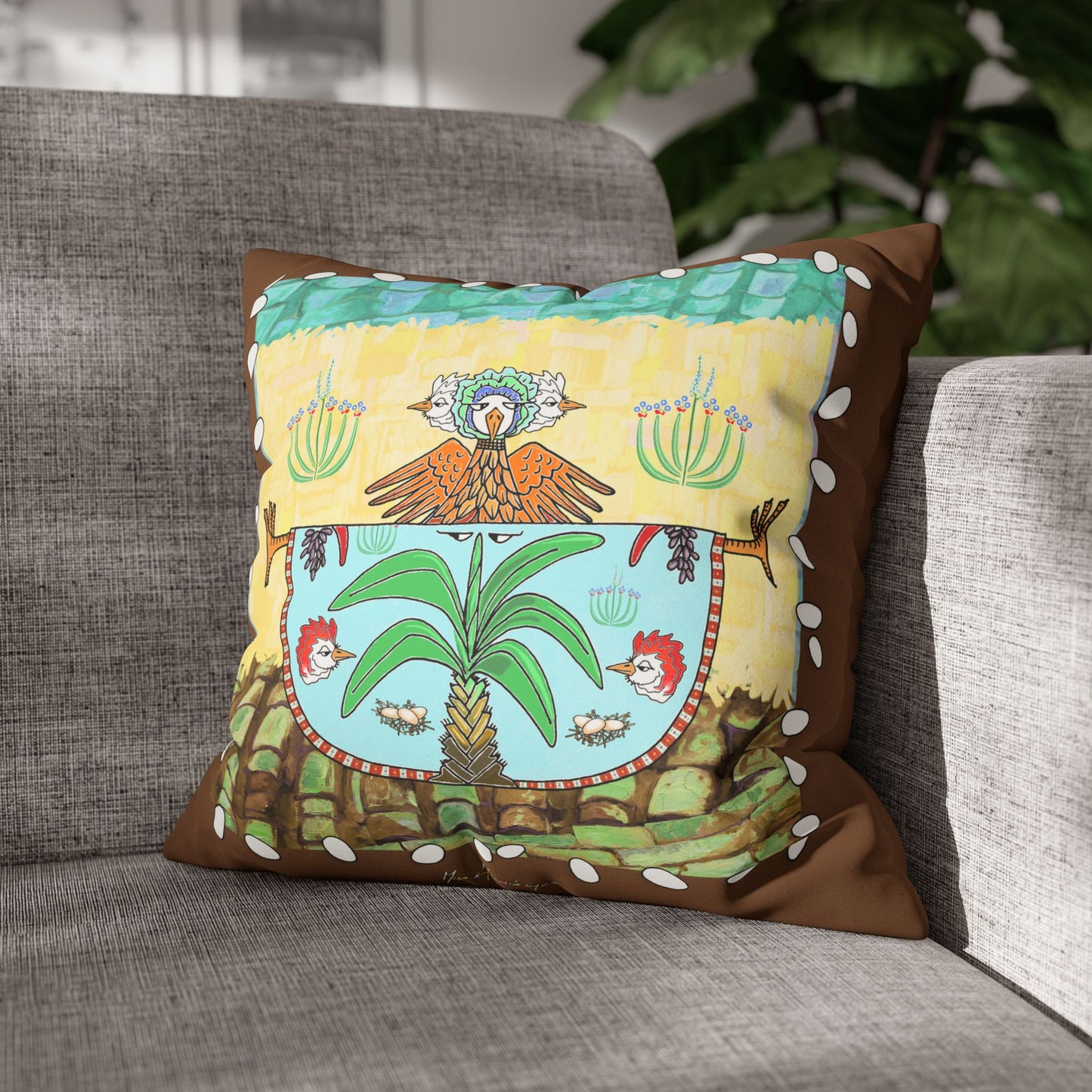 Chic Chick, Boho Faux Suede Pillowcase by artist Marie Frederique