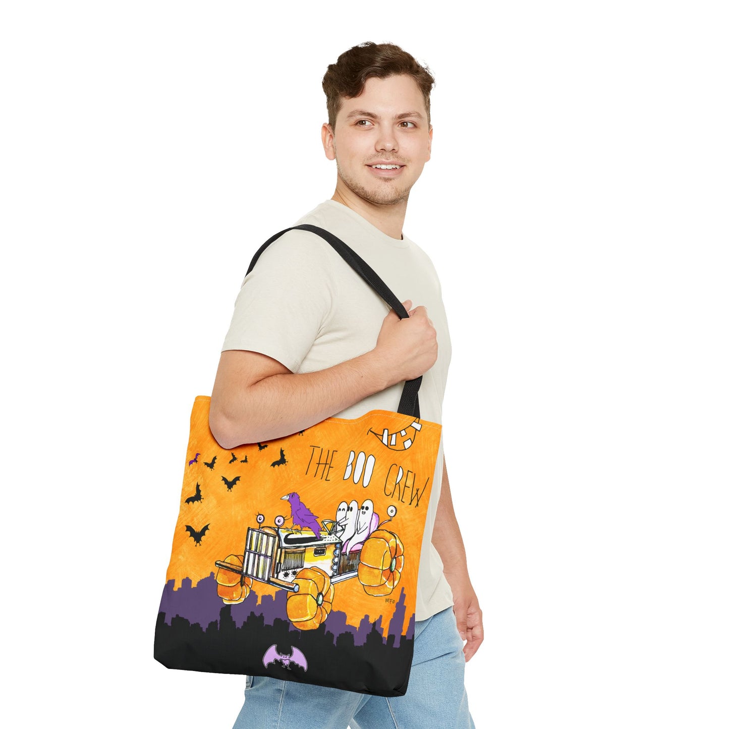 Halloween Tractor Boo Crew, Tote Bag by artist Marie Frederique