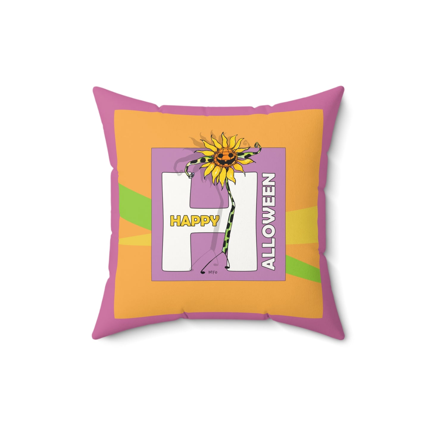 Happy Halloween H - Faux Suede Pillow by artist Marie Frederique