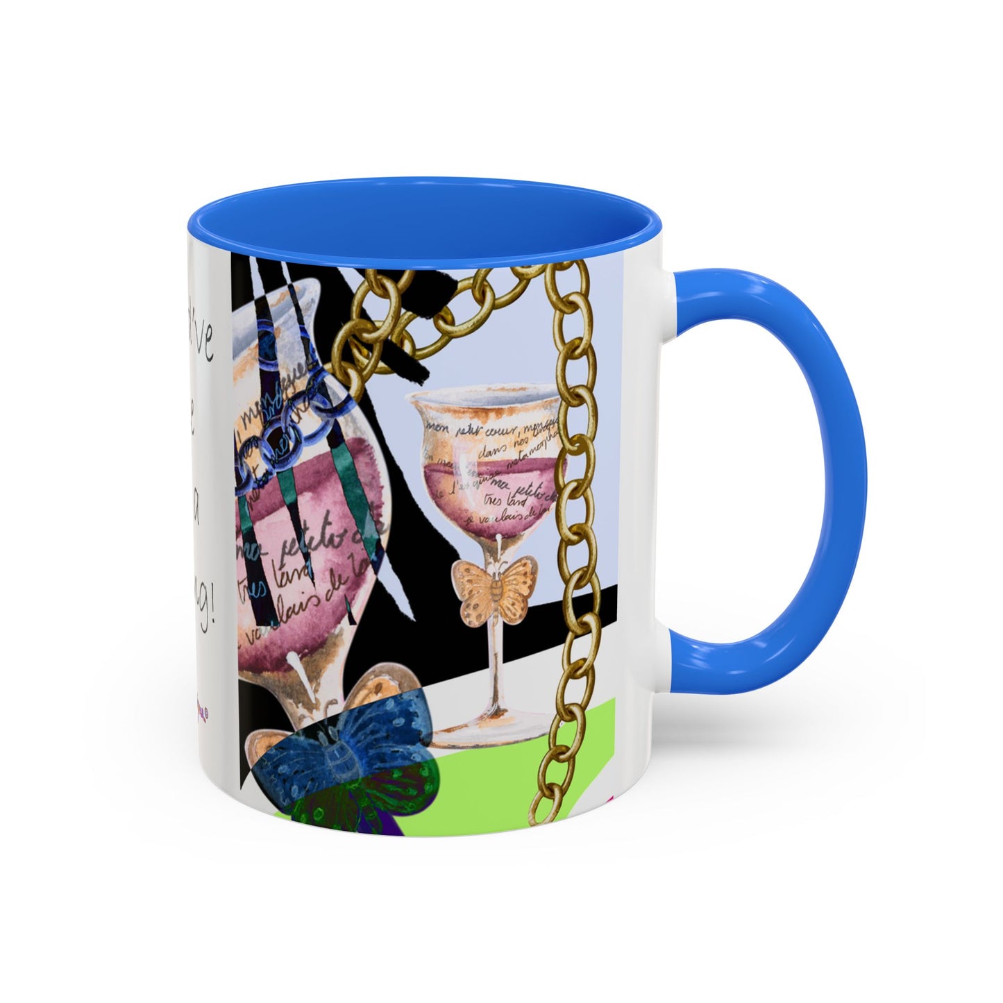Should've come with a warning! - Haute Couture Colorful Mug by Artist Marie Frederique