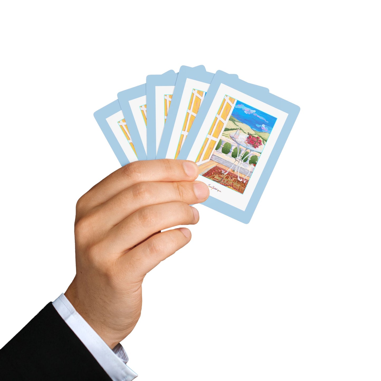 Summer Balcony Bridge/Poker playing cards by artist Marie Frederique