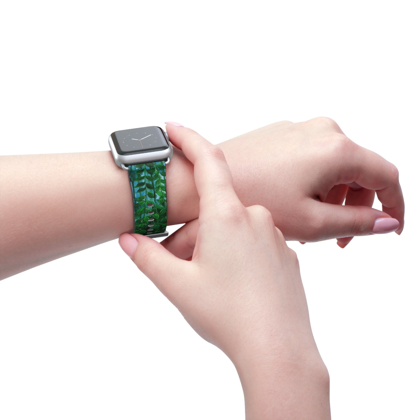 Blue Planet Series, Jungle leaves faux leather Watch Band by artist Marie Frederique