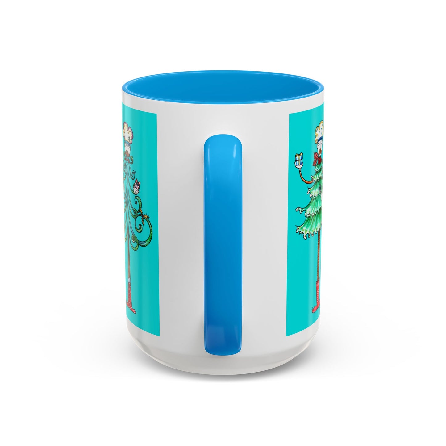 Christmas Trees, Happy Holiday Colorful Mugs by artist Marie Frederique