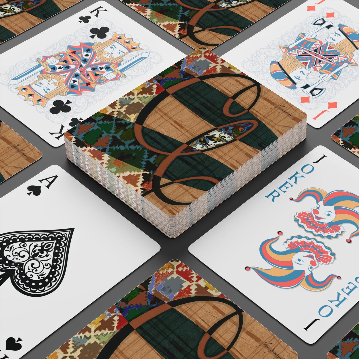 Smokey Spirals 2, Calligraphic Bridge/Poker Playing Cards Set – Unique Design for Game Night by artist Marie Frederique