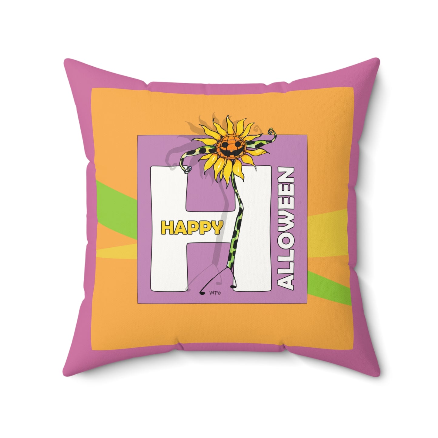 Happy Halloween H - Faux Suede Pillow by artist Marie Frederique