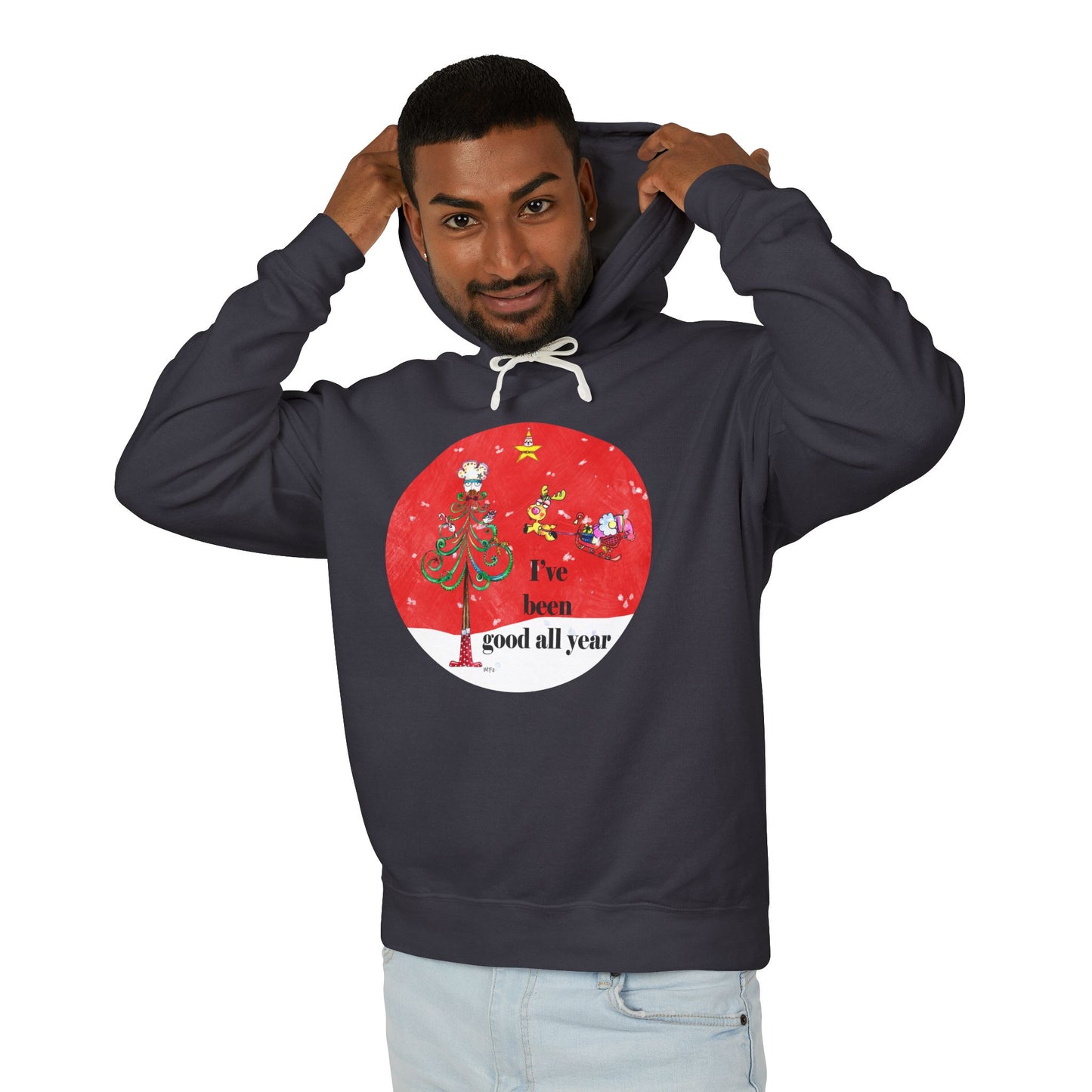 Christmas Tree Santa - Whimsical Hoodie by artist Marie Frederique