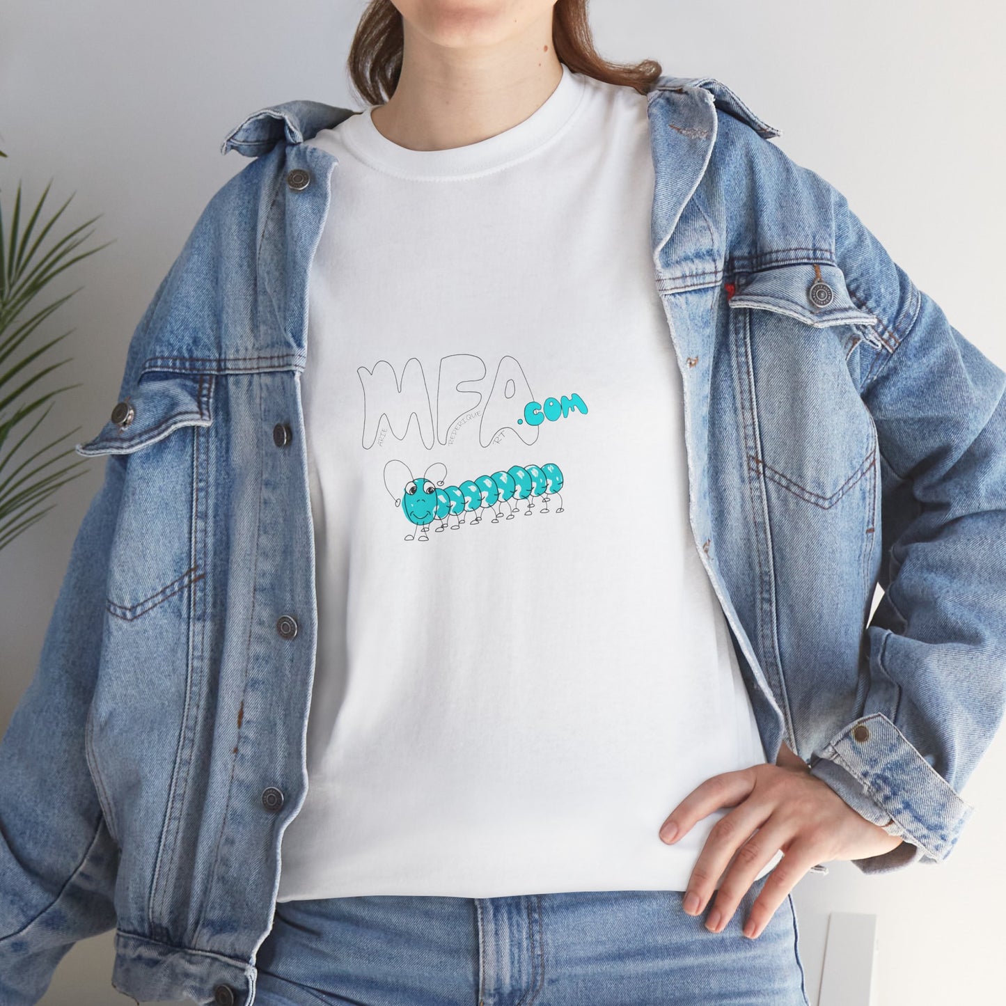 Caterpillar Cute Graphic Tee — 'MFA Squirm' Minimalist T-Shirt by artist Marie Frederique
