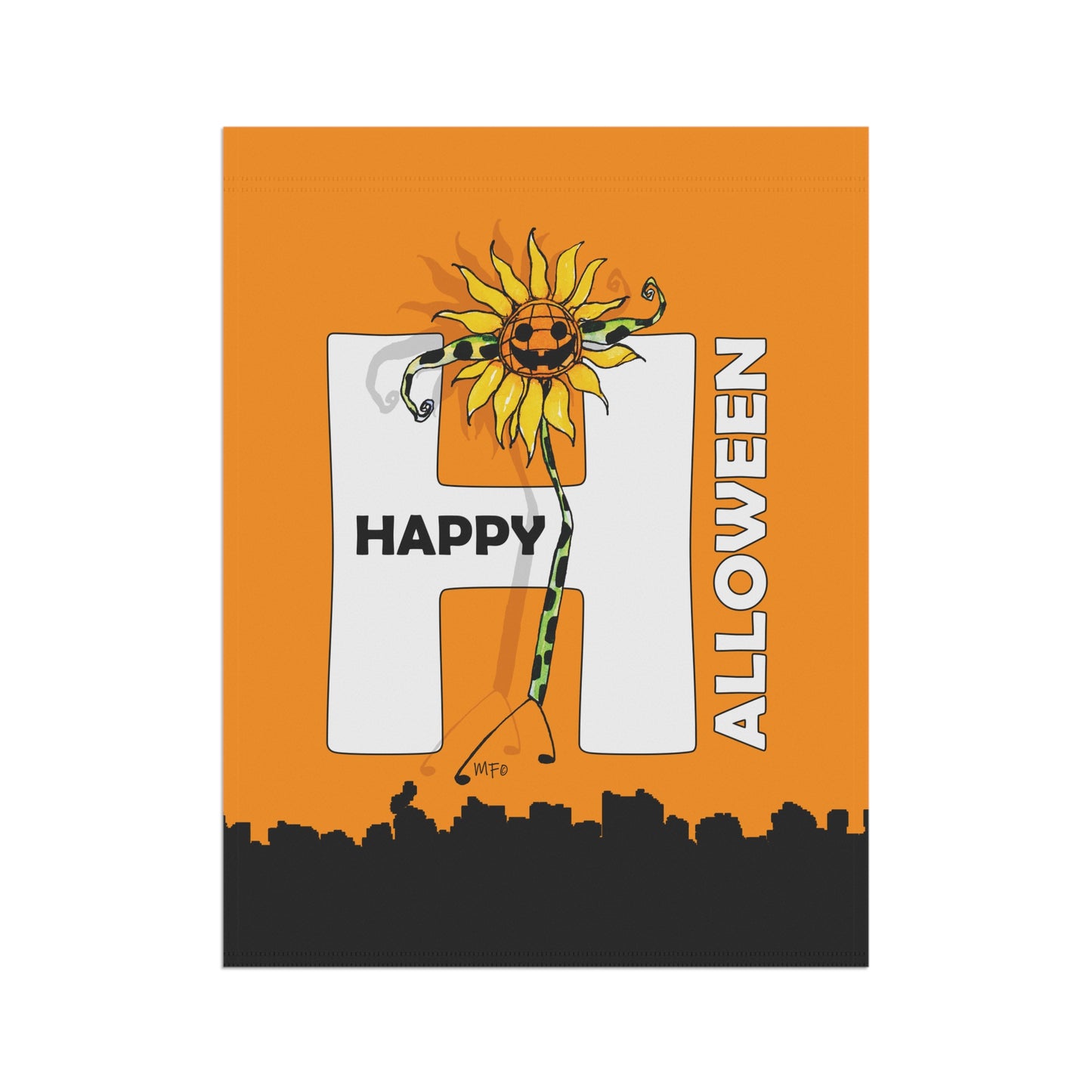 Banner Wall Decor - Hudda Sunflower Pumpkin Halloween Design by artist Marie Frederique