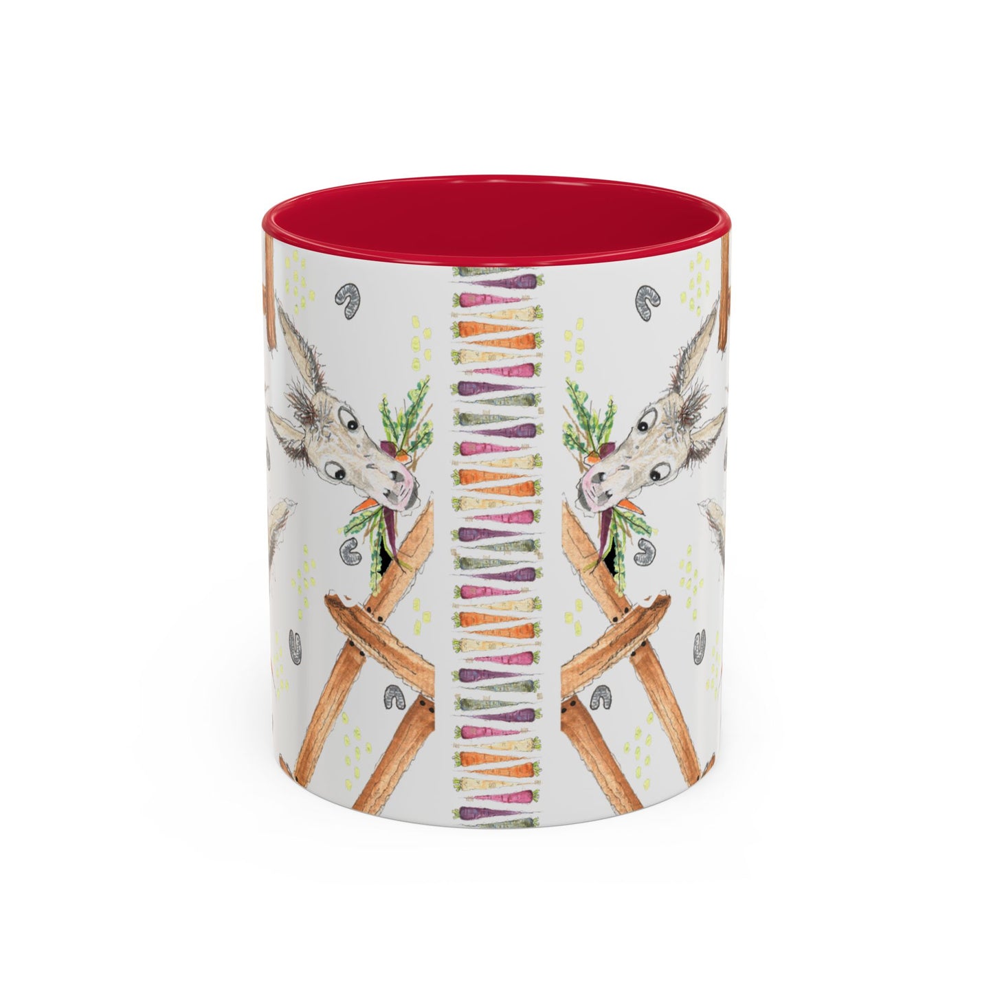 Rainbow Carrots and Donkeys - Colorful Mug by Artist Marie Frederique