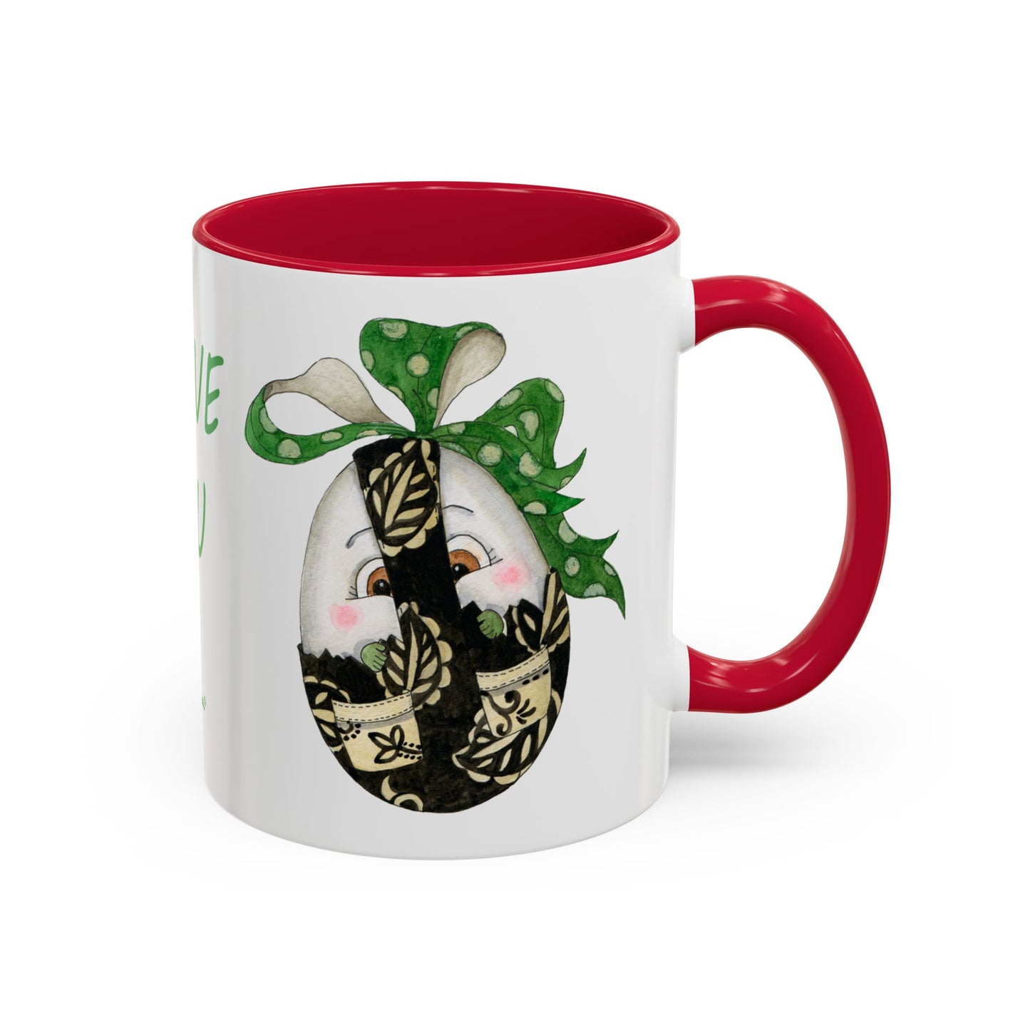 Whimsical Mugs with I Love You Egg Design - Valentine's Day/Easter Gift by artist Marie Frederique