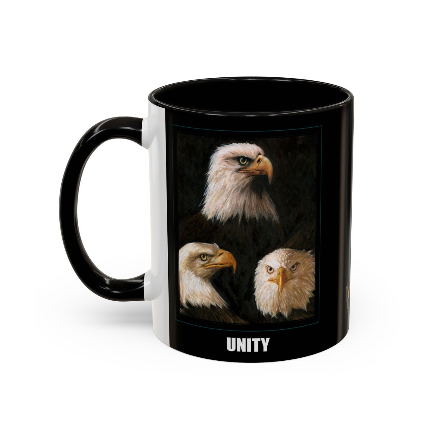 Bald Eagle Heads, Unity, America & Pride - Colorful Mug by artist Marie Frederique
