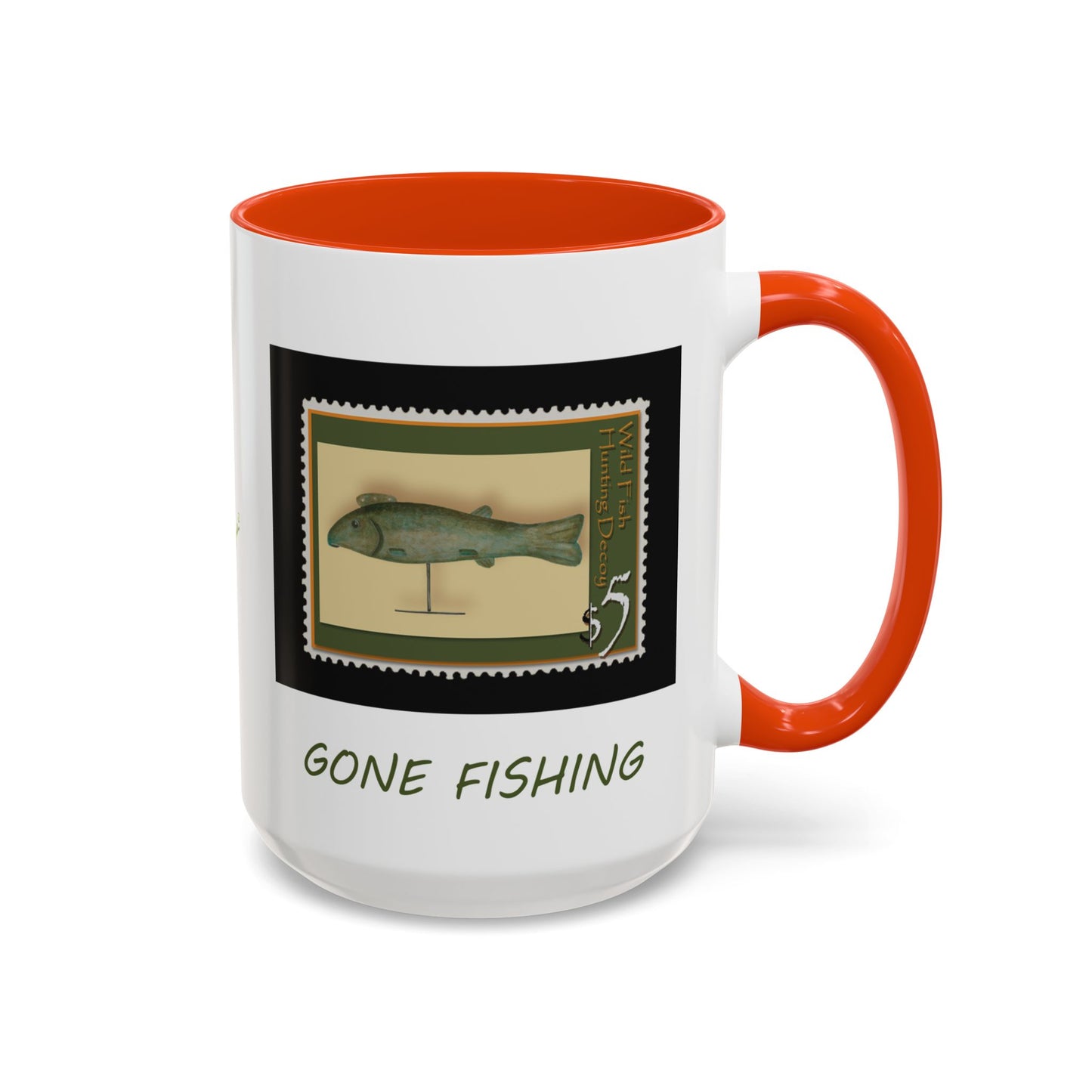 Decoy Fish Mug Art Print Stamp - Hunting Lodge Decor by artist Marie Frederique