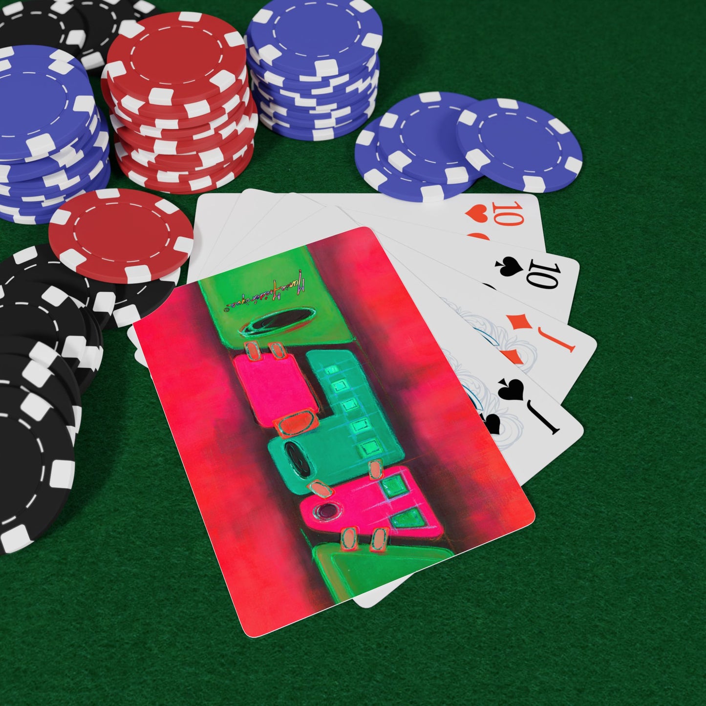 Abstract Train 4 Poker/Bridge Playing Cards Set - Unique Designs for Game Night by artist Marie Frederique