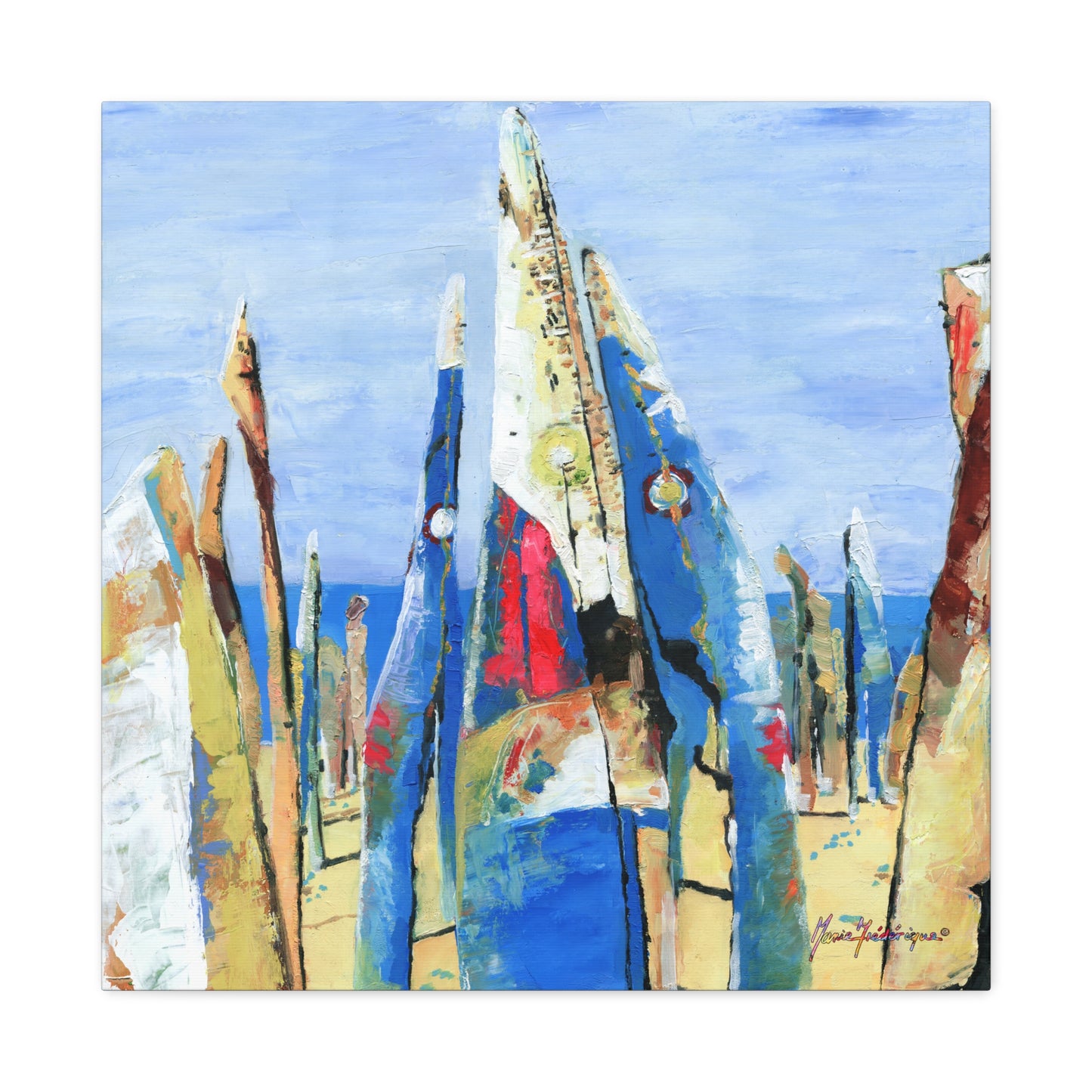 Beach Party 2, Abstract Canvas Wall Art by artist Marie Frederique