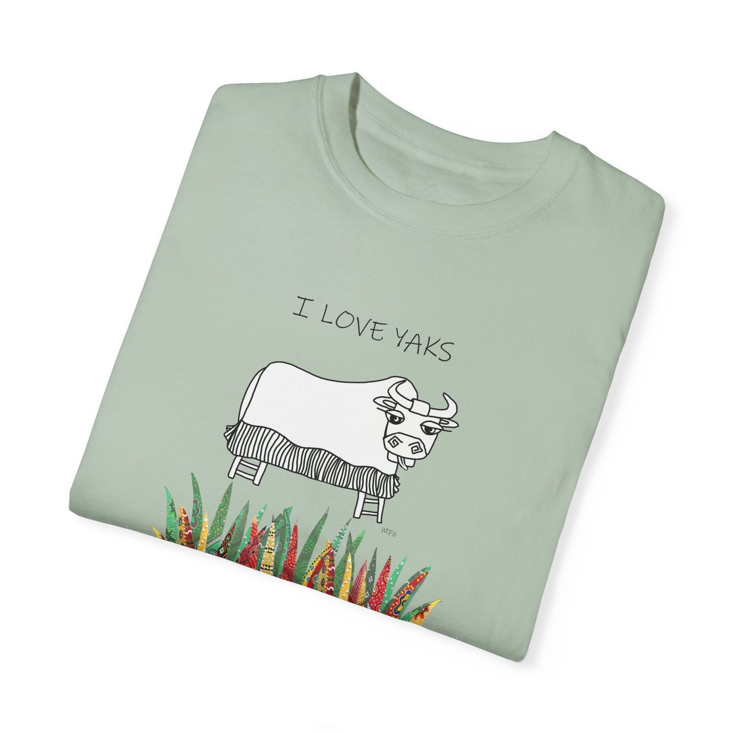 I love Yaks, Unisex Garment-Dyed T-shirt by artist Marie Frederique