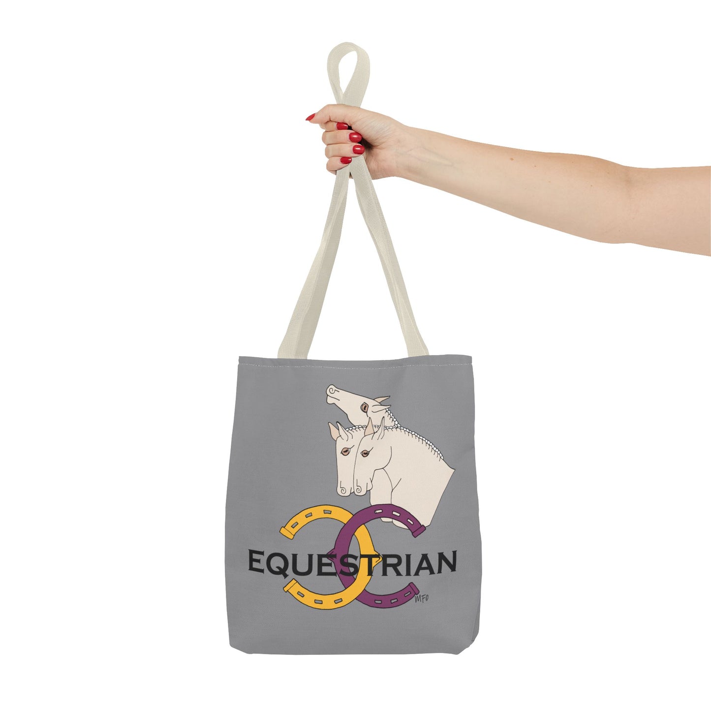 EQUESTRIAN CTS, Grey Tote Bag in 3 sizes and black or beige handles by artist Marie Frederique