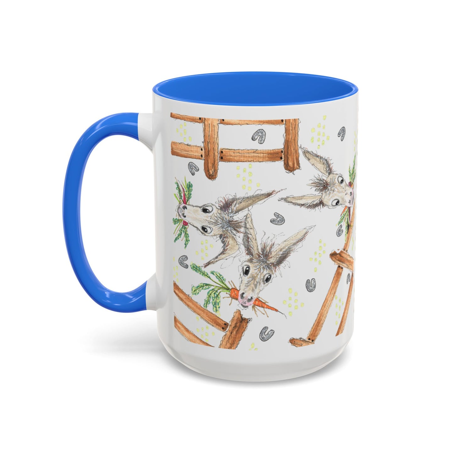Rainbow Carrots and Donkeys - Colorful Mug by Artist Marie Frederique