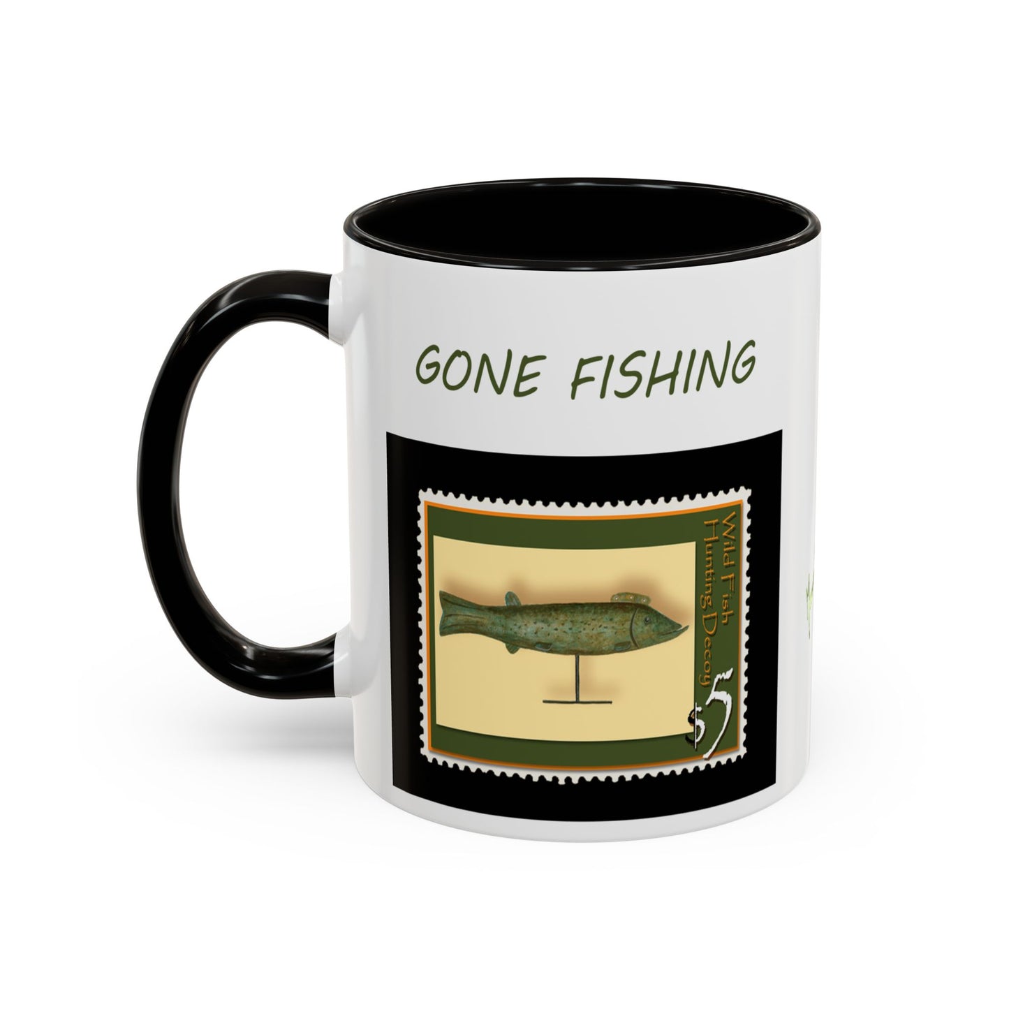 Decoy Fish Mug Art Print Stamp - Hunting Lodge Decor by artist Marie Frederique