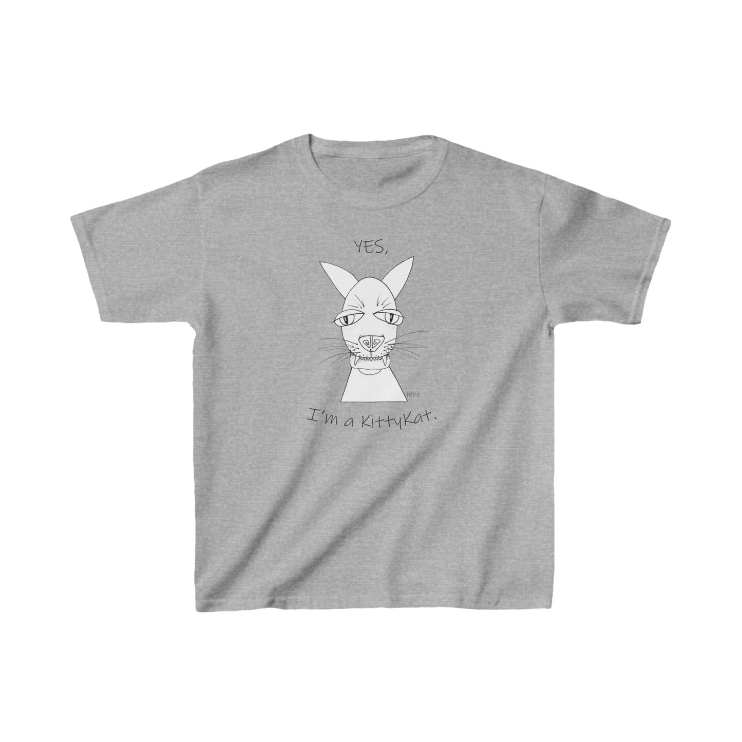 Cat lovers "YES, I'm a KittyKat" - Kids Heavy Cotton™ Tee by artist Marie Frederique