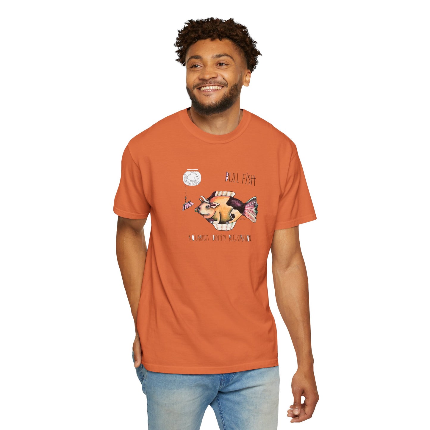 Bull Fish Unisex T-shirt - The Fishbowl Collection by artist Marie Frederique