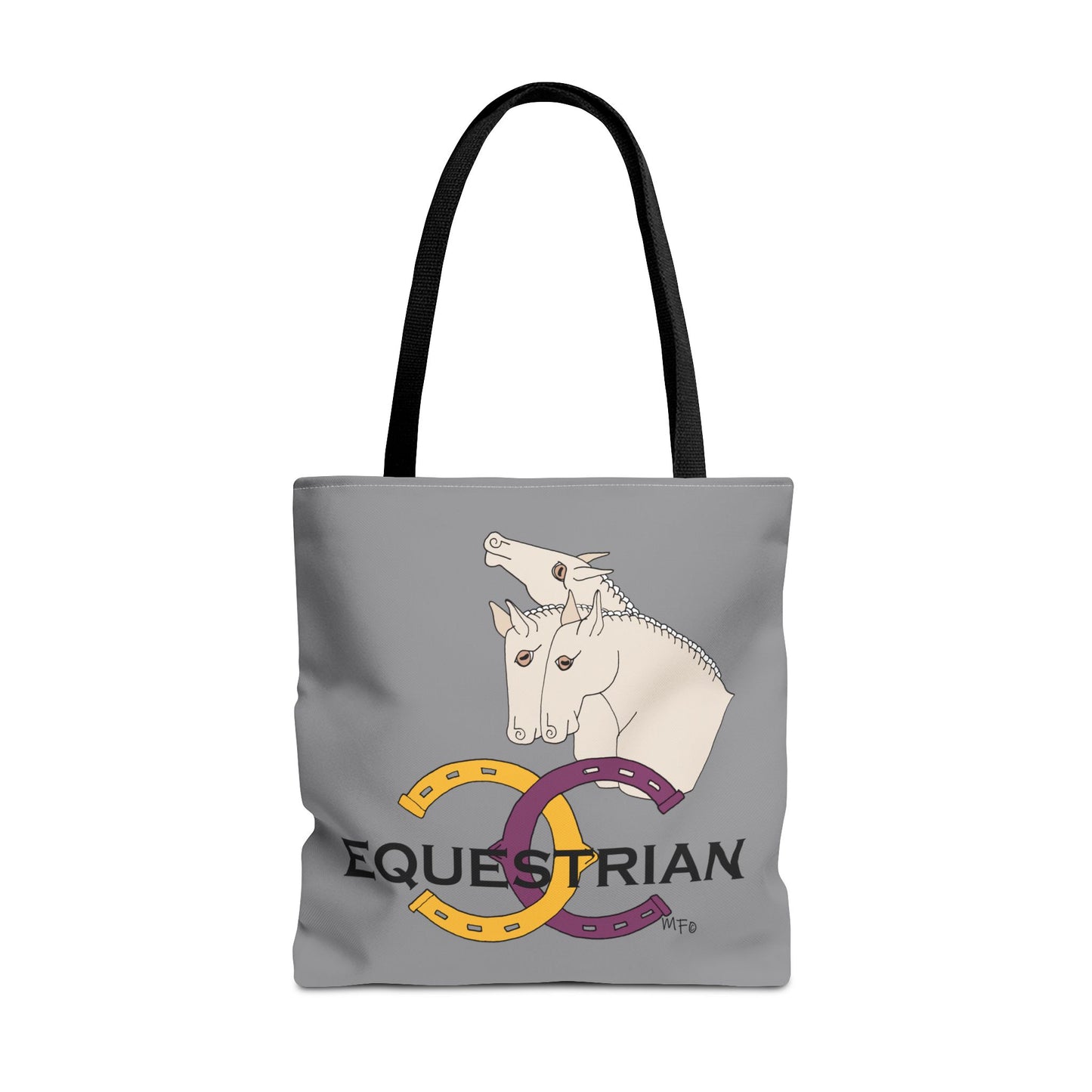 EQUESTRIAN CTS, Grey Tote Bag in 3 sizes and black or beige handles by artist Marie Frederique