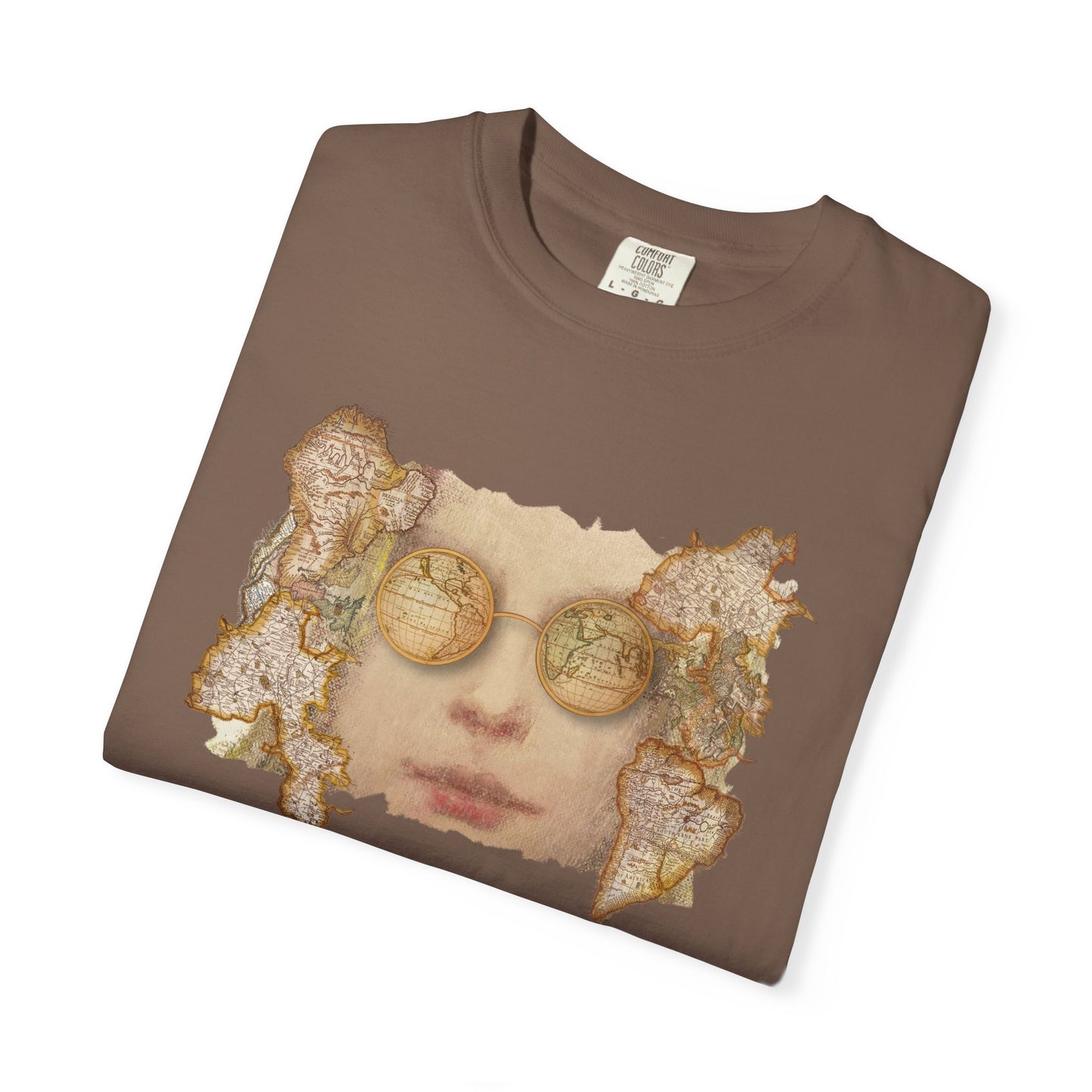 Reflective World Map Glasses Unisex T-shirt by artist Marie Frederique