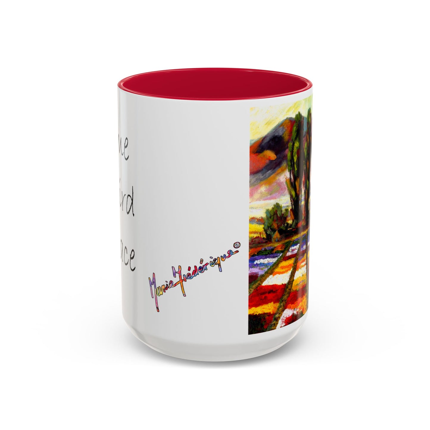 Flower Field "Let me be weird in peace" quote - Colorful Mug by Artist Marie Frederique