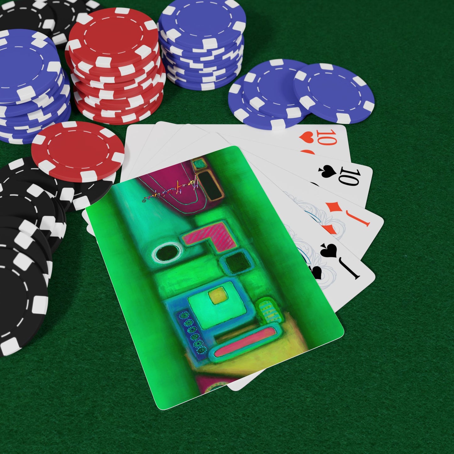 Abstract Train 3, Artistic Poker Playing Cards Set - Unique Designs for Game Night by artist Marie Frederique