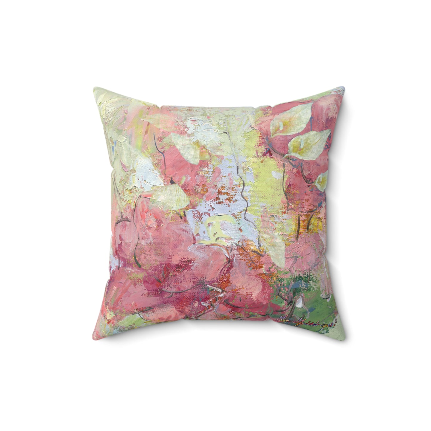 Abstract Floral 2, Faux Suede Pillow by artist Marie Frederique