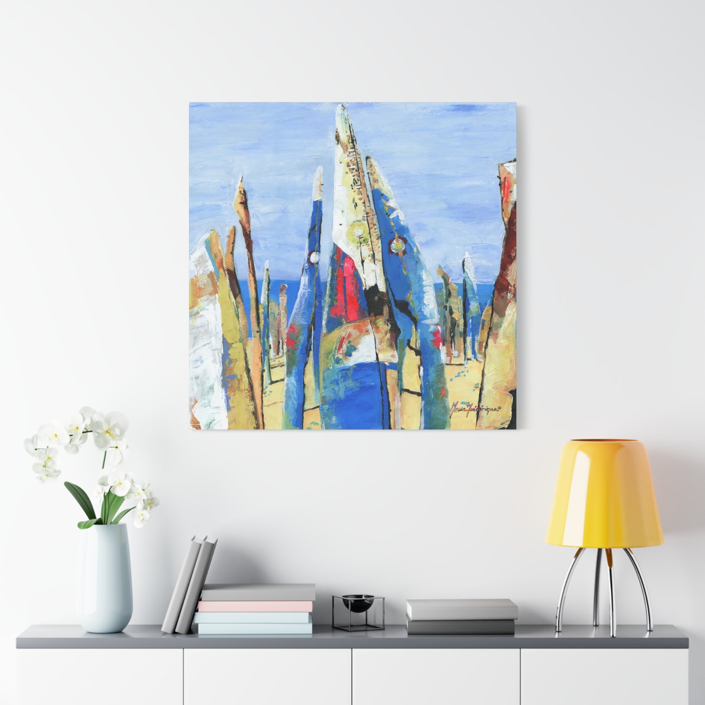 Beach Party 2, Abstract Canvas Wall Art by artist Marie Frederique