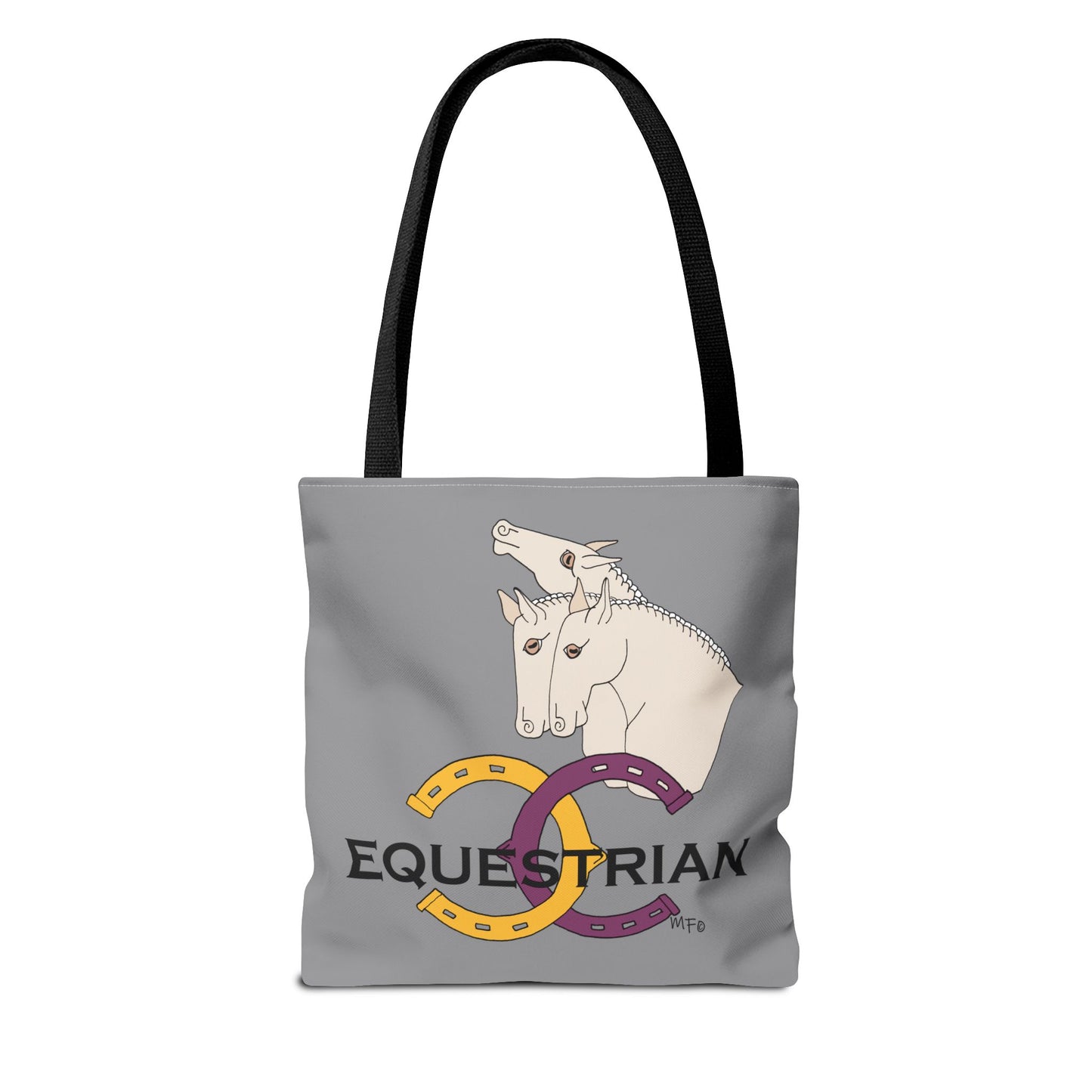 EQUESTRIAN CTS, Grey Tote Bag in 3 sizes and black or beige handles by artist Marie Frederique