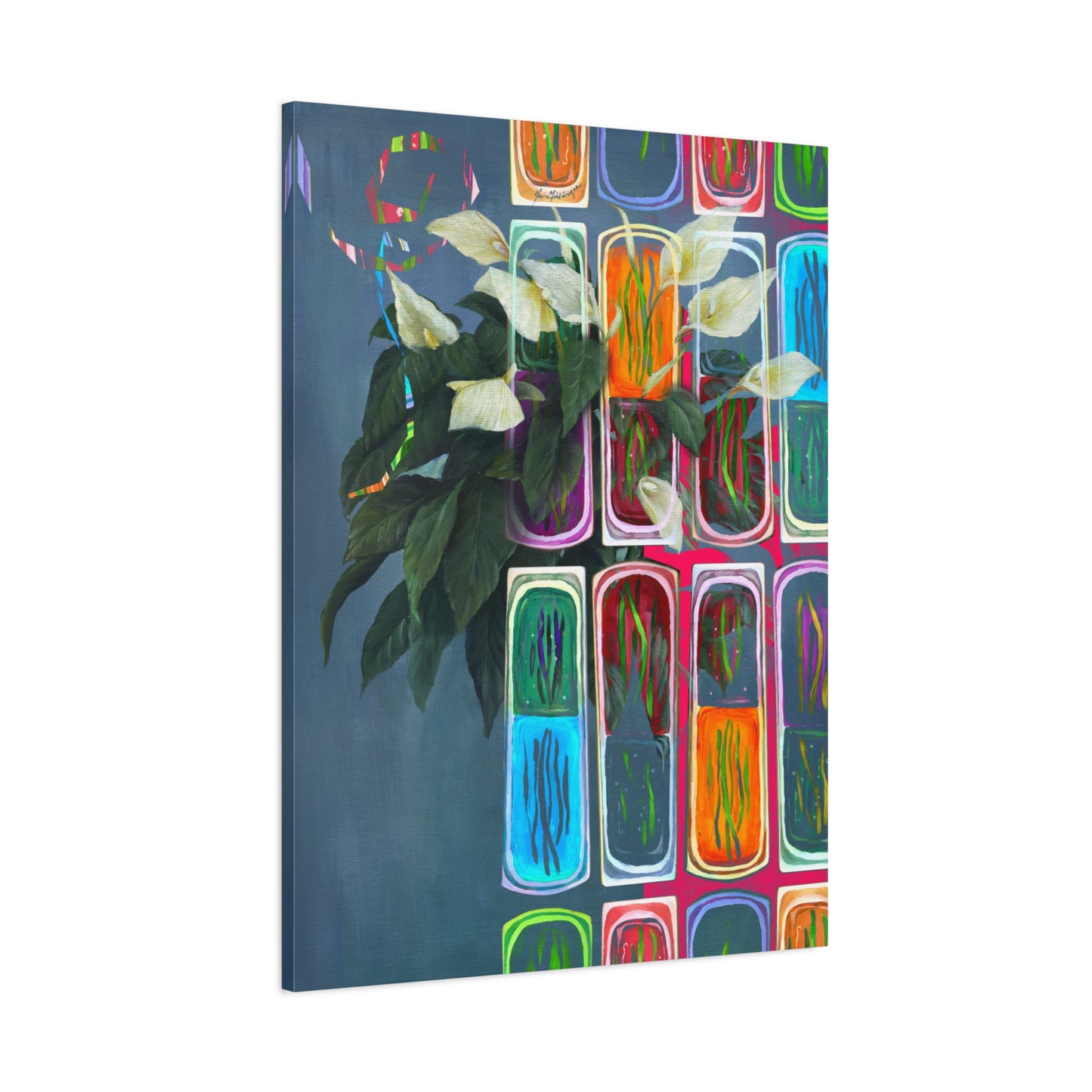 Abstract Lilies, Floral Canvas by artist Marie Frederique