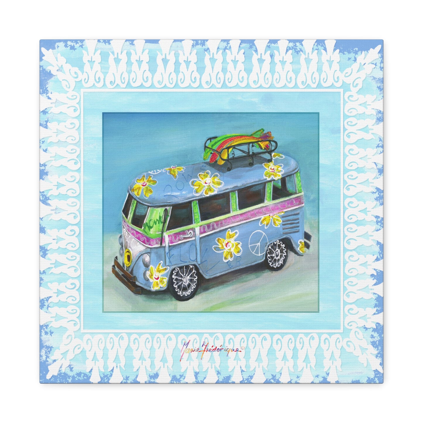 Flower Power Van, Canvas Print by artist Marie Frederique