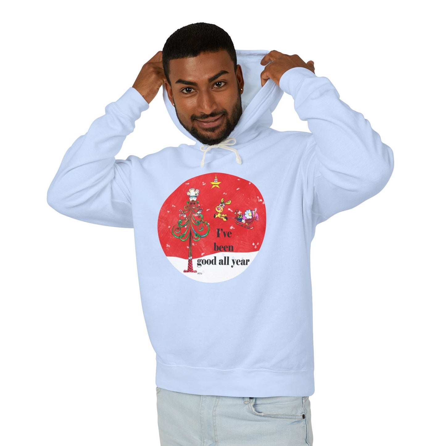 Christmas Tree Santa - Whimsical Hoodie by artist Marie Frederique