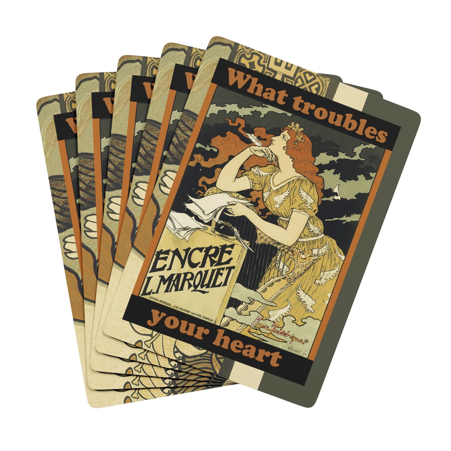 Graphic poster 3 Bridge/Poker Playing Cards - Unique Design for Game Nights by artist Marie Frederique