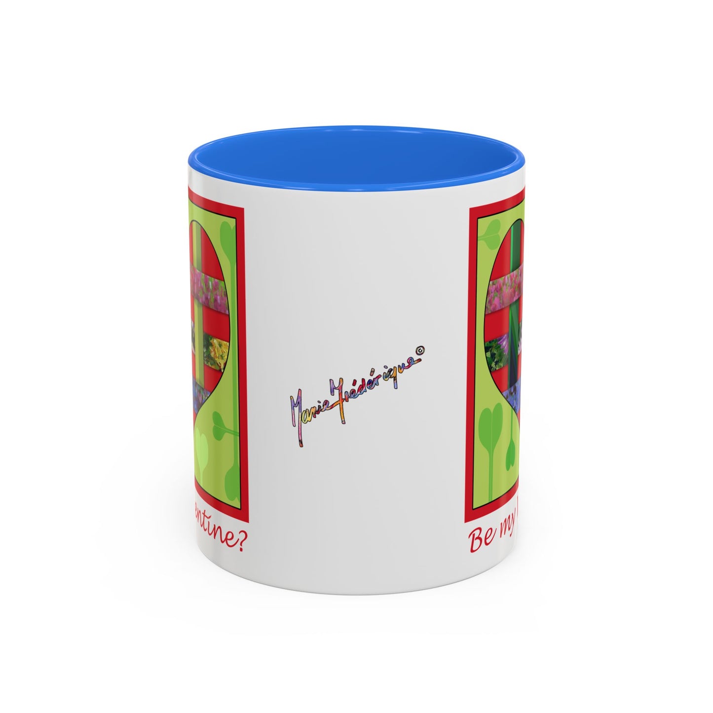 Valentine Red Multicolored Ribbon Heart - 11oz & 15oz Colorful Mug Gift by artist Marie Frederique