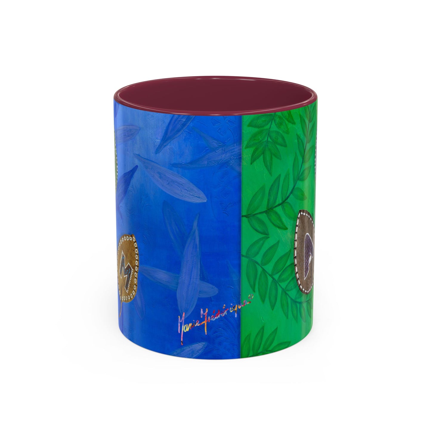 I AM - with painted Alphabet Leaves Mug by Artist Marie Frederique