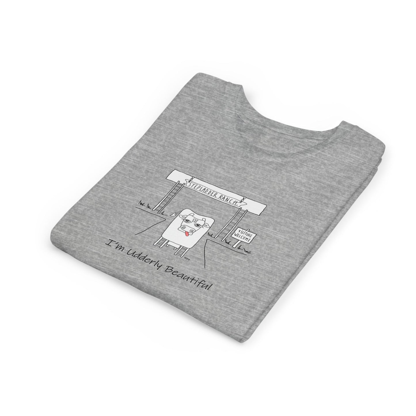 Cute Youth Tee - "I'm Udderly Beautiful" Cow Design - Perfect for Kids