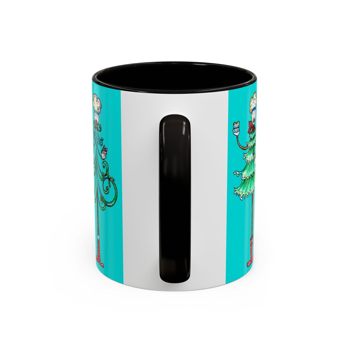 Christmas Trees, Happy Holiday Colorful Mugs by artist Marie Frederique