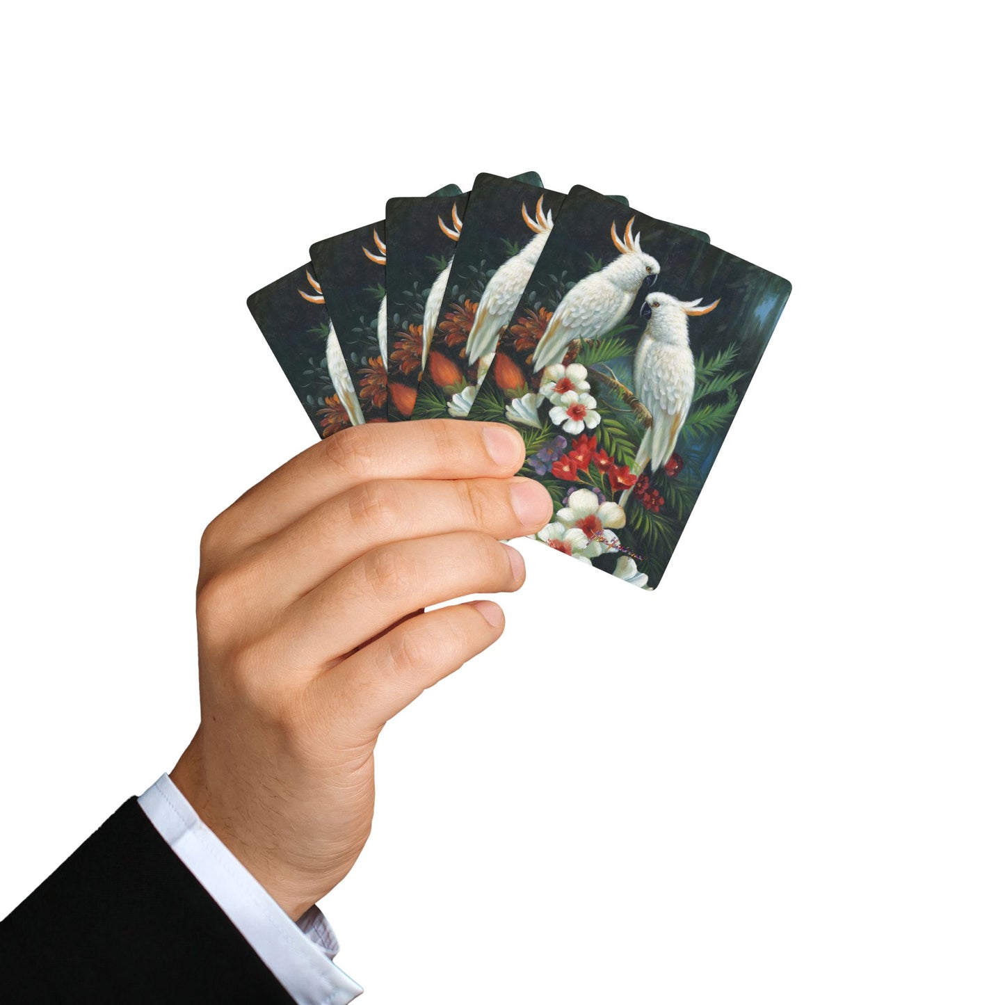 Elegant Cockateels Bridge/Poker Playing Cards Set - Perfect for Game Nights and Gatherings by artist Marie Frederique